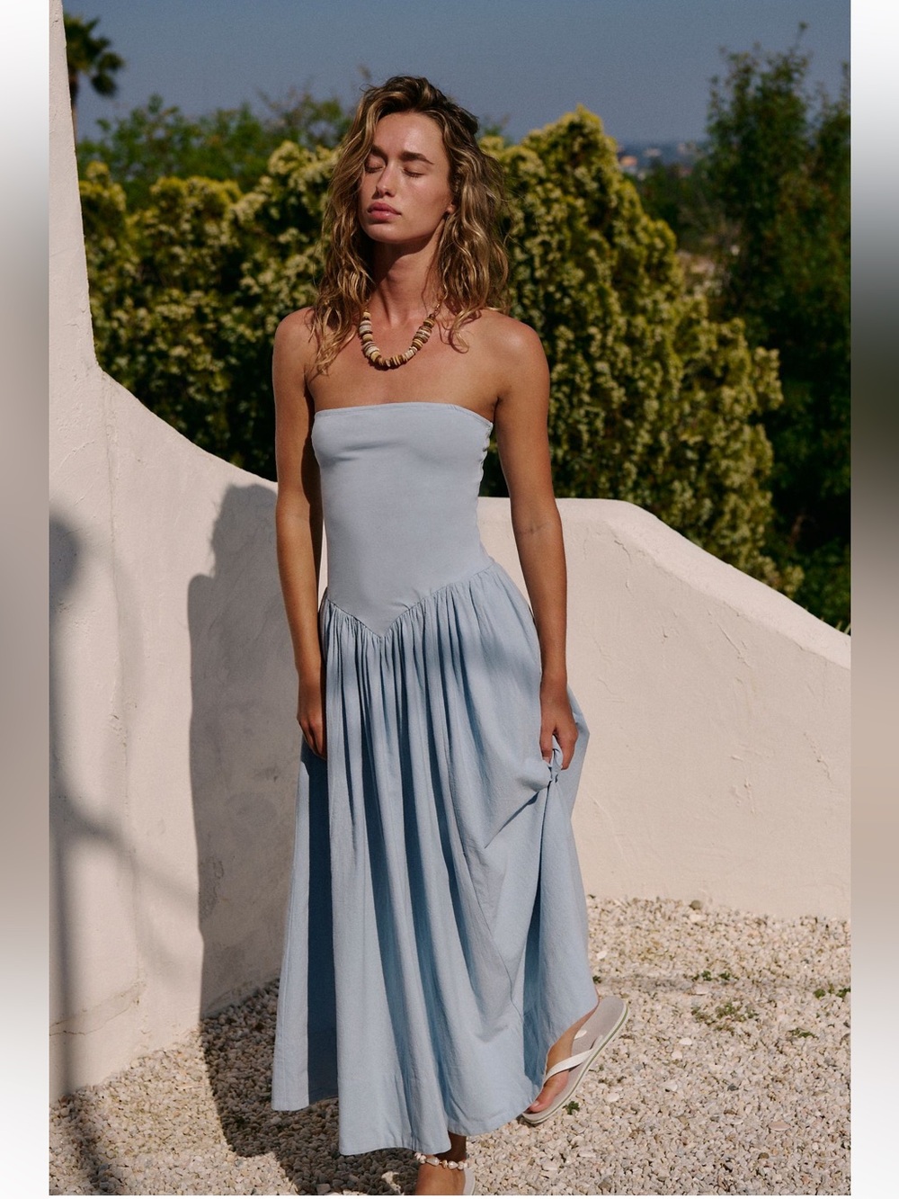 Free People Onda Drop Waist Tube Midi Dress